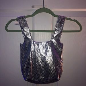 silver metallic tote bag from american eagle